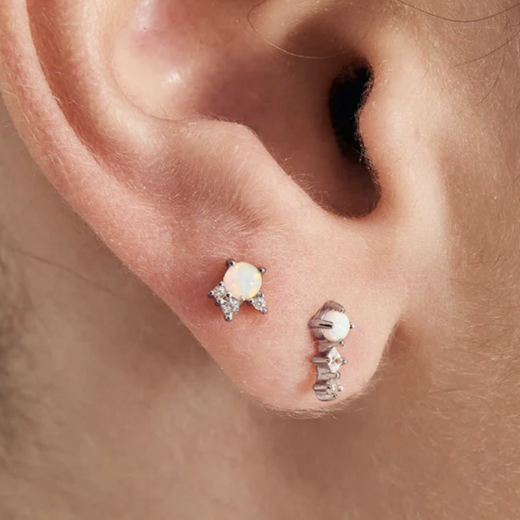 Ania Haie Ania Haie Ear Edit Kyoto Opal Sparkle Crown Barbell Single Earring, silver