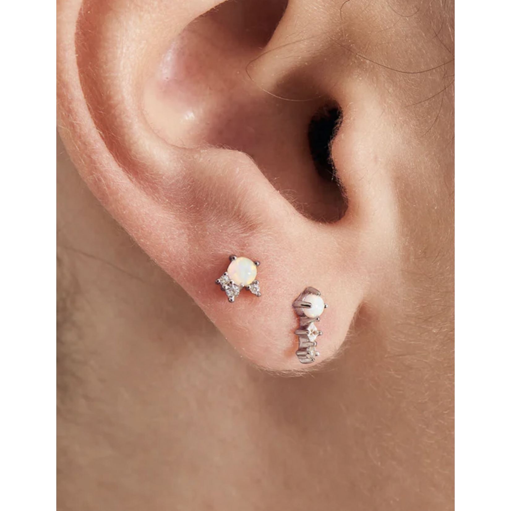 Ania Haie Ania Haie Ear Edit Kyoto Opal Sparkle Crown Barbell Single Earring, silver