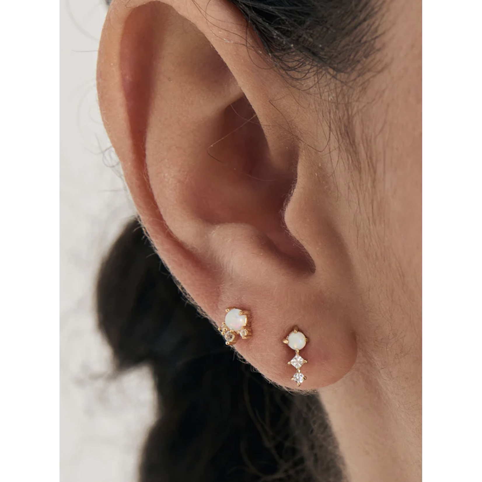 Ania Haie  Ear Edit Kyoto Opal Sparkle Crown Barbell Single Earring, gold