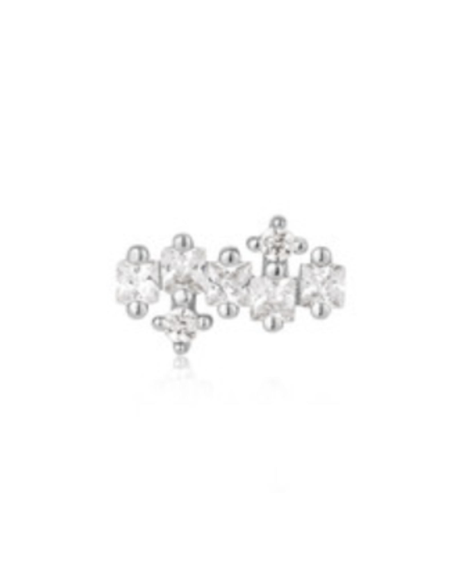 Ania Haie Ania Haie Ear Edit Sparkle Cluster Climber Barbell Single Earring, silver