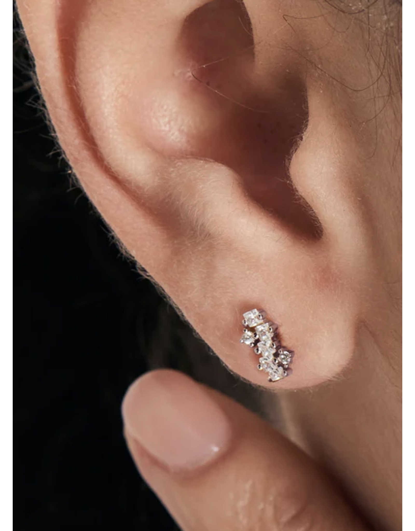 Ania Haie Ania Haie Ear Edit Sparkle Cluster Climber Barbell Single Earring, silver