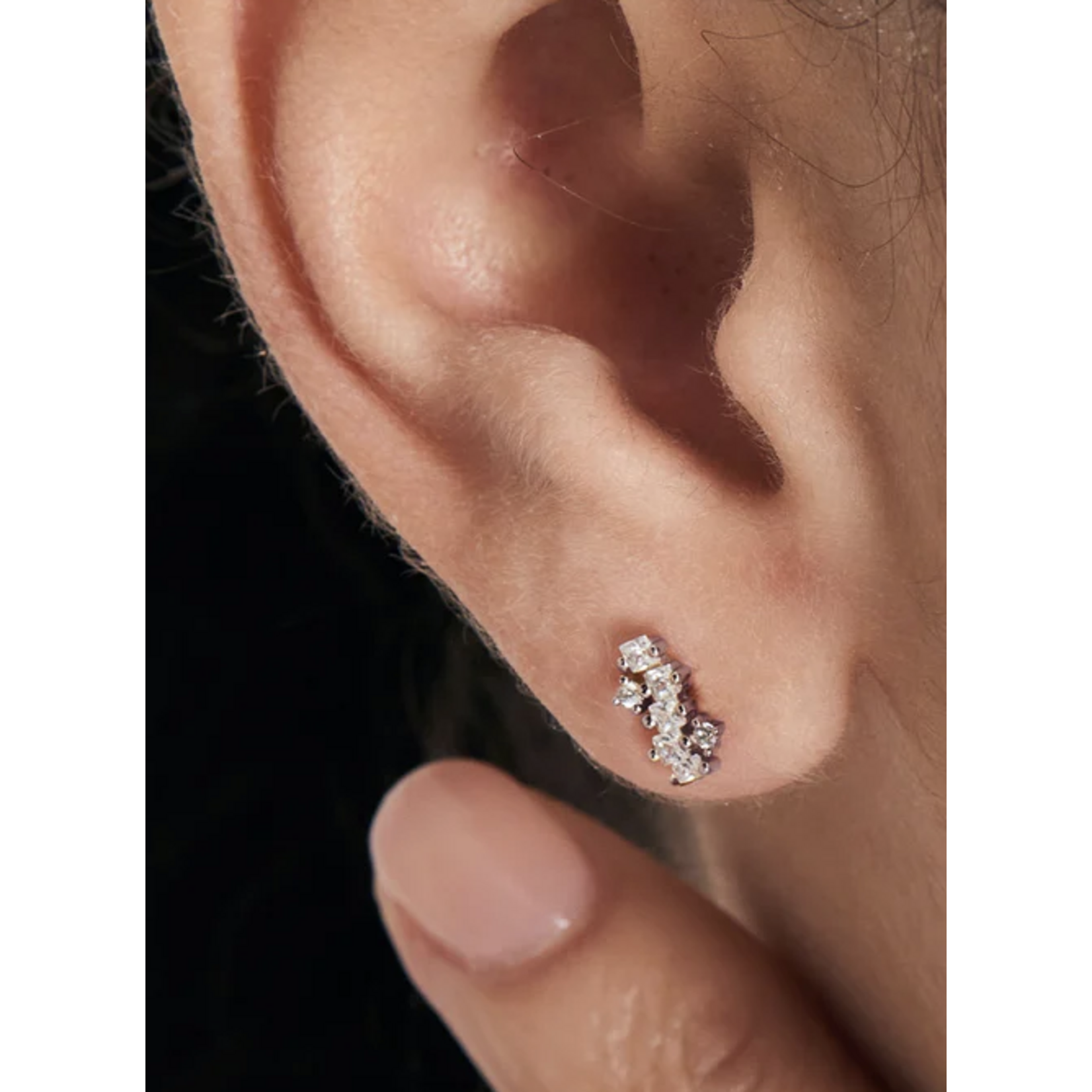 Ania Haie  Ear Edit Sparkle Cluster Climber Barbell Single Earring, silver