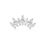 Ania Haie Ear Edit Sparkle Marquise Climber Barbell Single Earring, silver