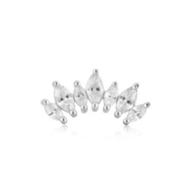 Ania Haie Ania Haie Ear Edit Sparkle Marquise Climber Barbell Single Earring, silver