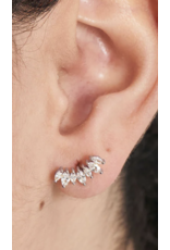 Ania Haie Ania Haie Ear Edit Sparkle Marquise Climber Barbell Single Earring, silver