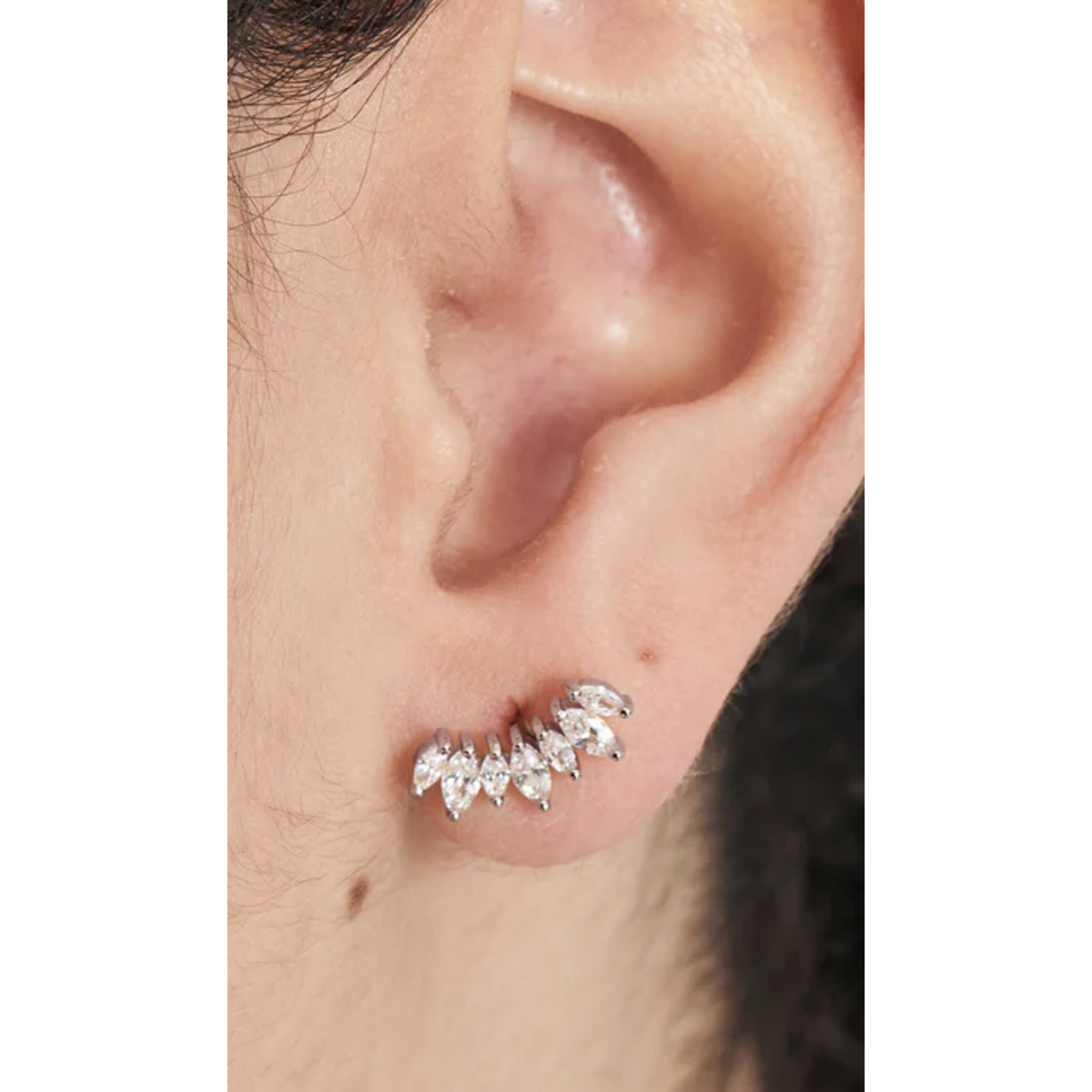 Ania Haie  Ear Edit Sparkle Marquise Climber Barbell Single Earring, silver