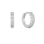 Ania Haie Glam Rock Huggie Hoop Earrings, silver