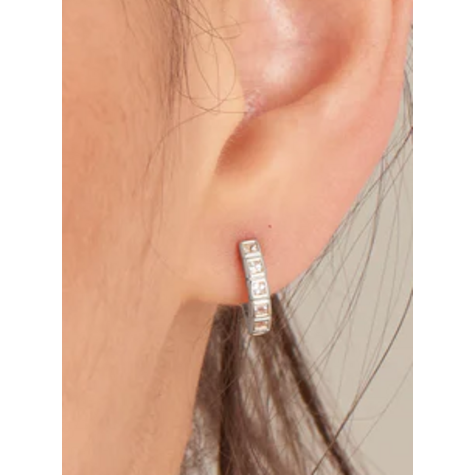 Ania Haie  Glam Rock Huggie Hoop Earrings, silver