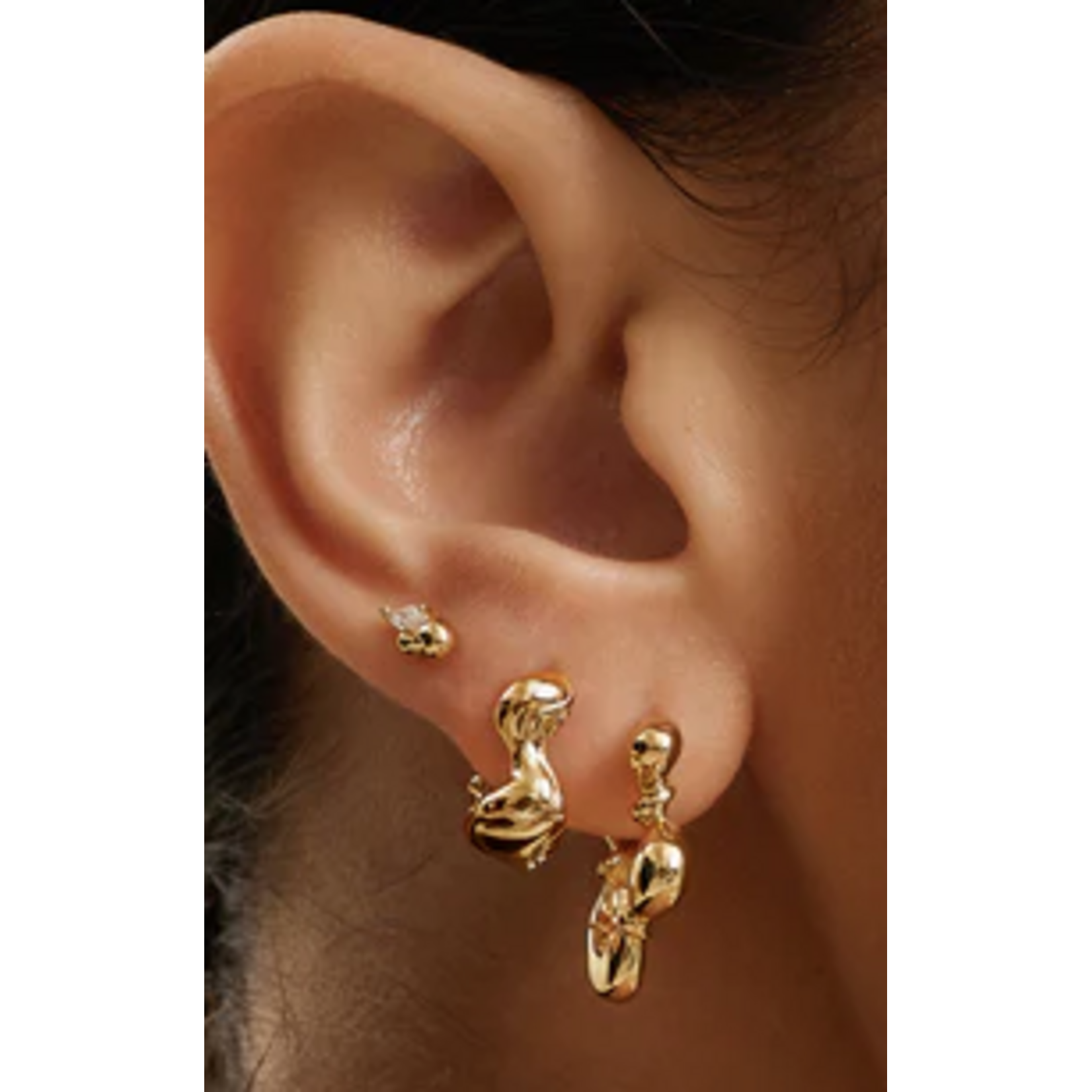 Ania Haie Taking Shape Twisted Wave Stud Earrings, gold