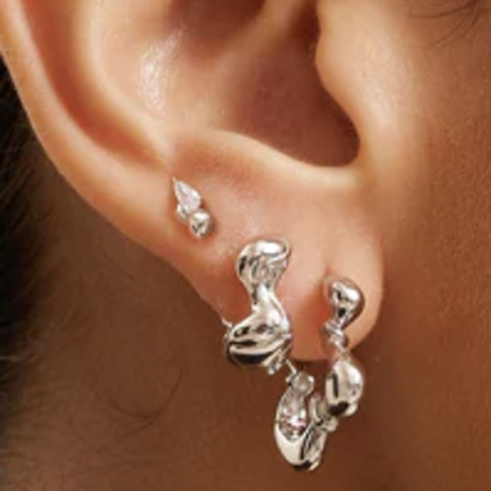 Ania Haie Ania Haie Taking Shape Twisted Wave Stud Earrings, silver