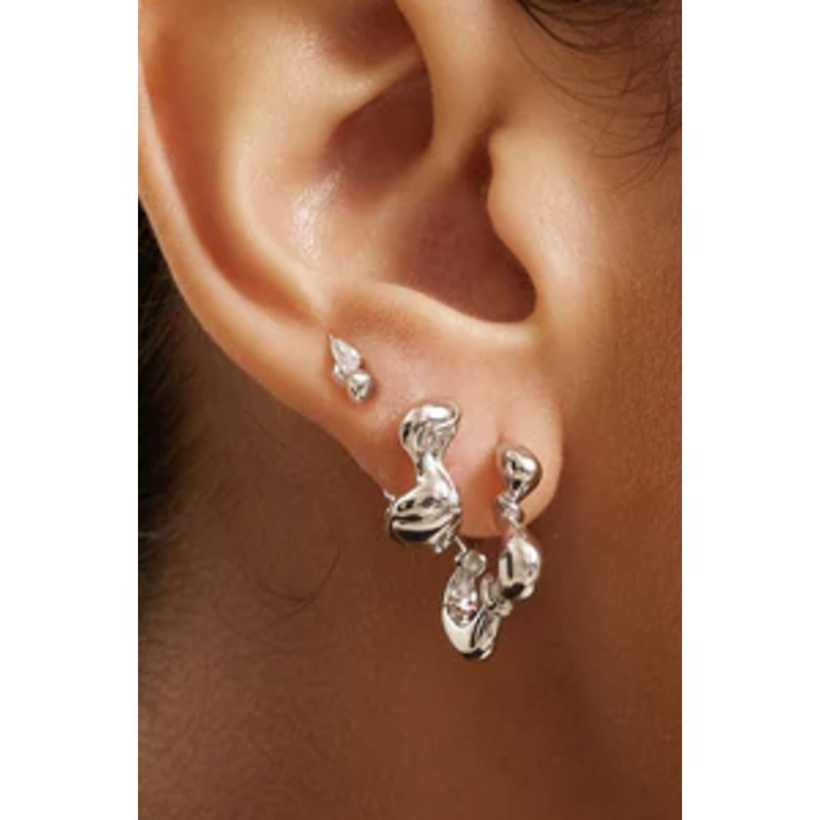 Ania Haie Taking Shape Twisted Wave Stud Earrings, silver