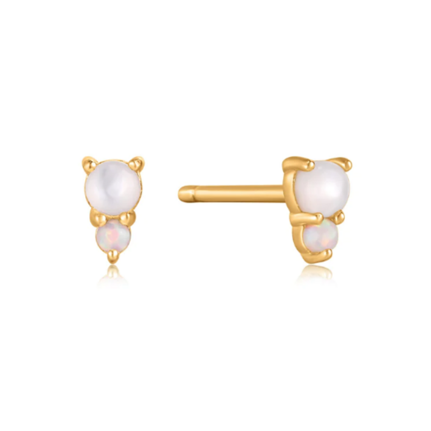 Ania Haie Rising Star MOP and Opal Stud Earrings, gold