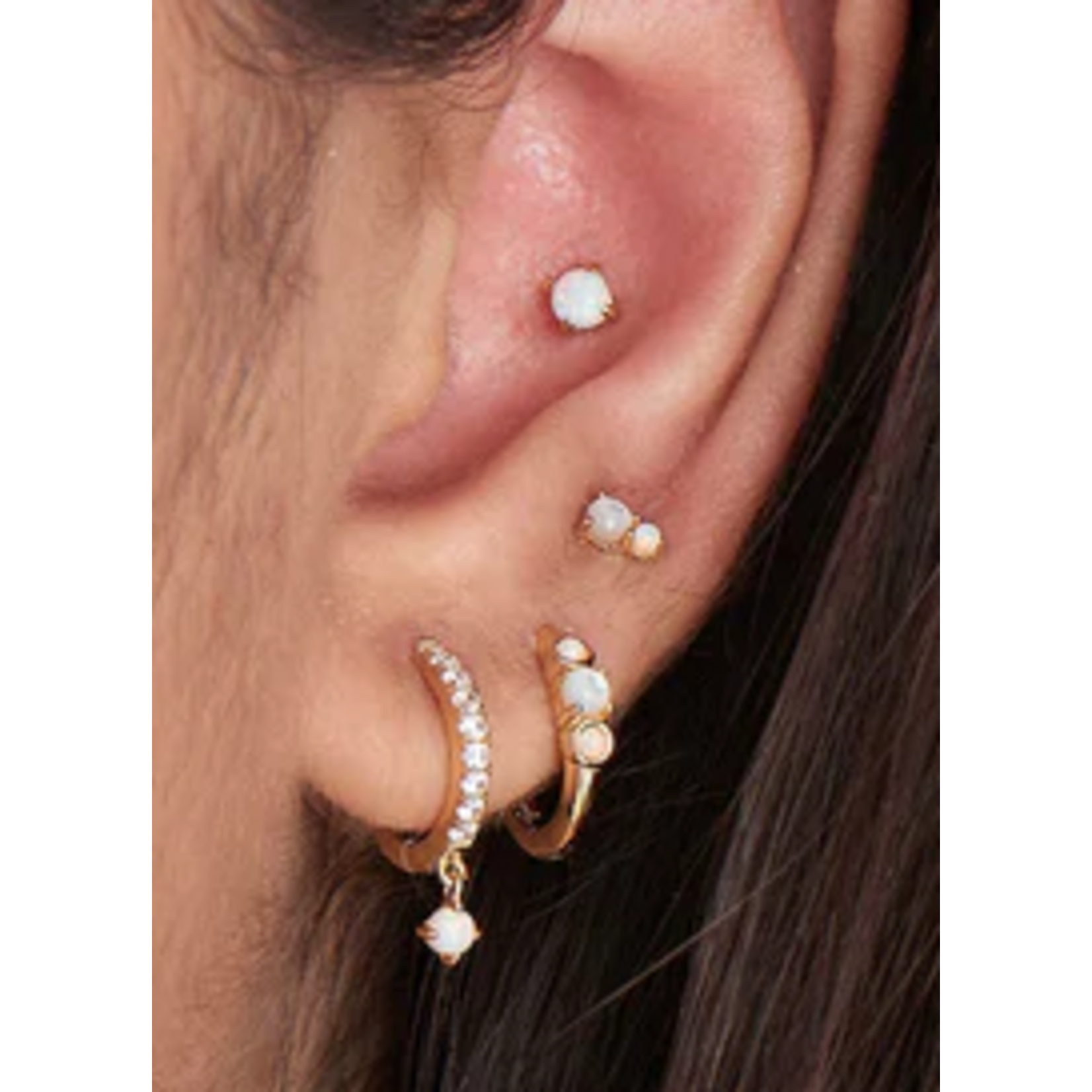 Ania Haie Rising Star MOP and Opal Stud Earrings, gold