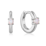 Ania Haie Ania Haie Ear Edit Opal Cabochon Huggie Hoop Earrings, silver