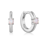 Ania Haie Ania Haie Ear Edit Opal Cabochon Huggie Hoop Earrings, silver