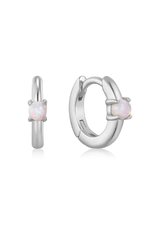 Ania Haie Ania Haie Ear Edit Opal Cabochon Huggie Hoop Earrings, silver