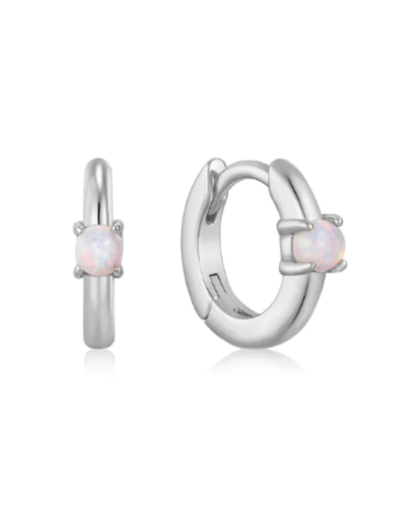 Ania Haie Ania Haie Ear Edit Opal Cabochon Huggie Hoop Earrings, silver