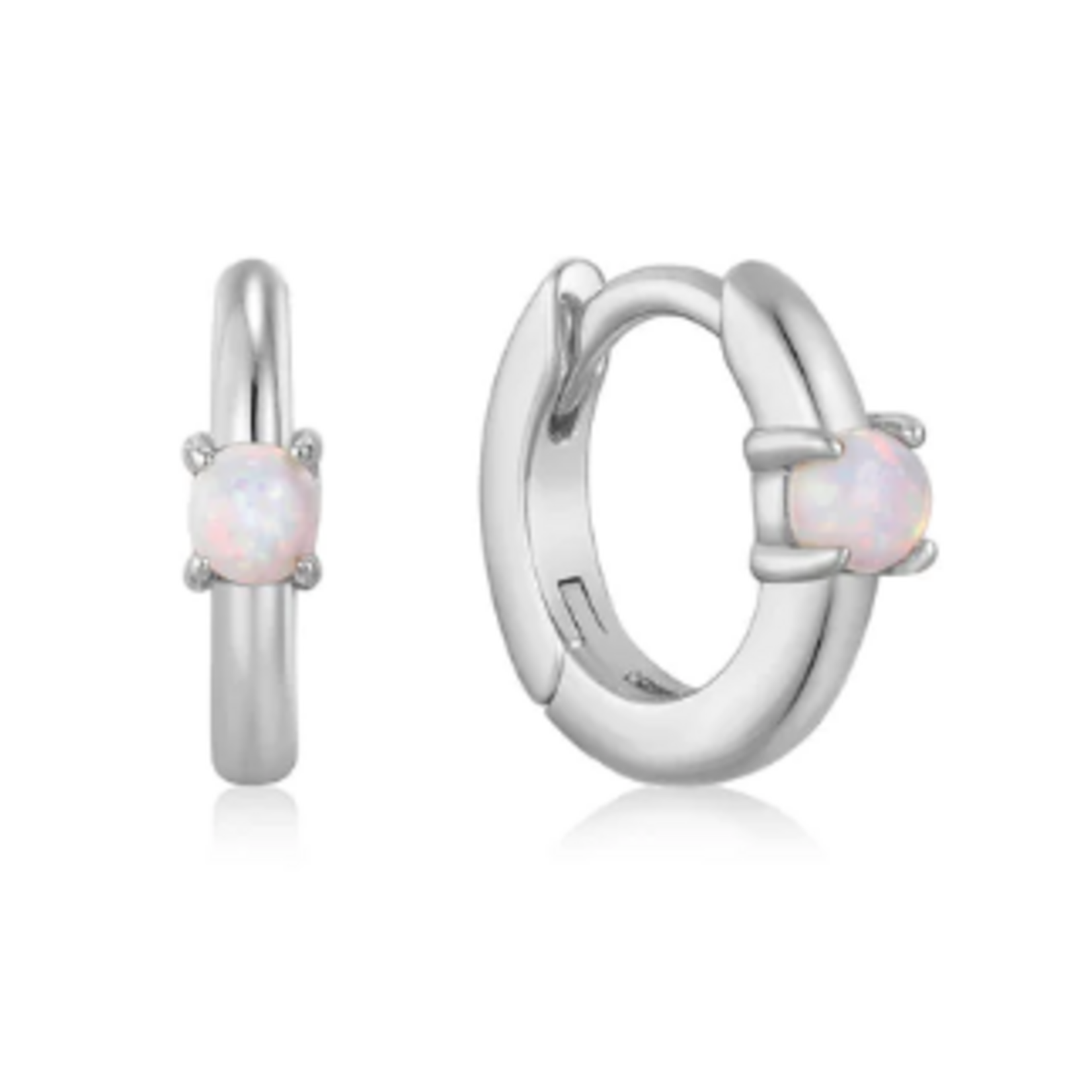 Ania Haie Ania Haie Ear Edit Opal Cabochon Huggie Hoop Earrings, silver