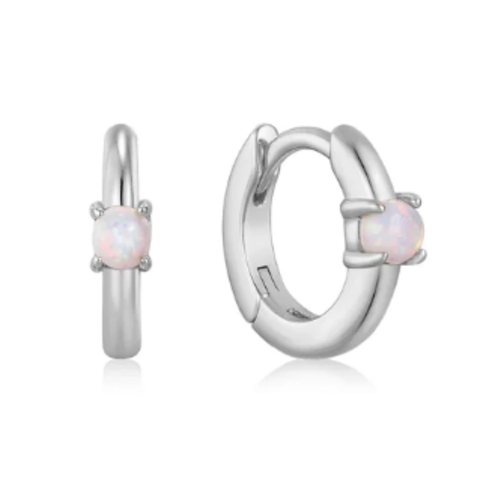 Ania Haie Ania Haie Ear Edit Opal Cabochon Huggie Hoop Earrings, silver
