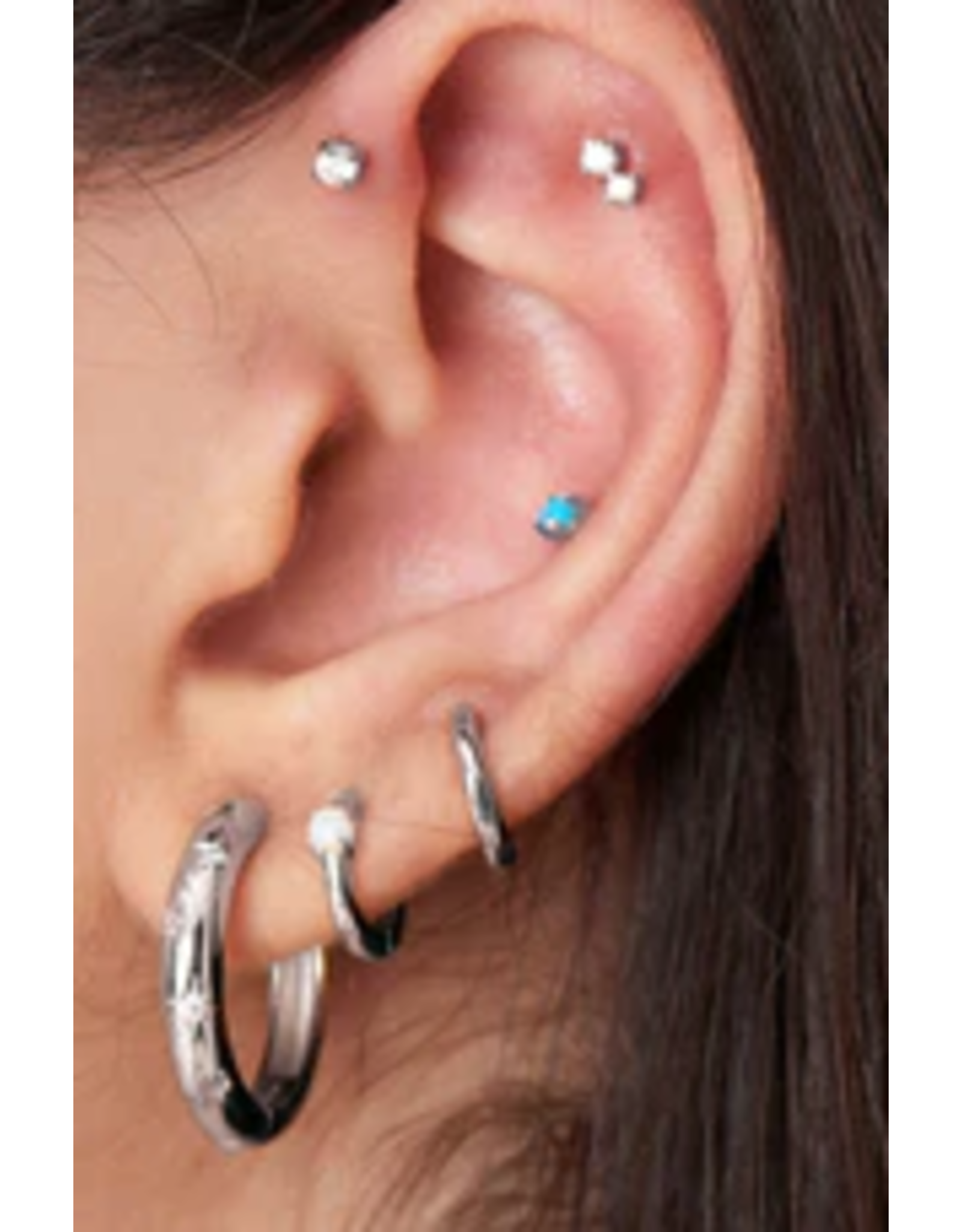 Ania Haie Ania Haie Ear Edit Opal Cabochon Huggie Hoop Earrings, silver