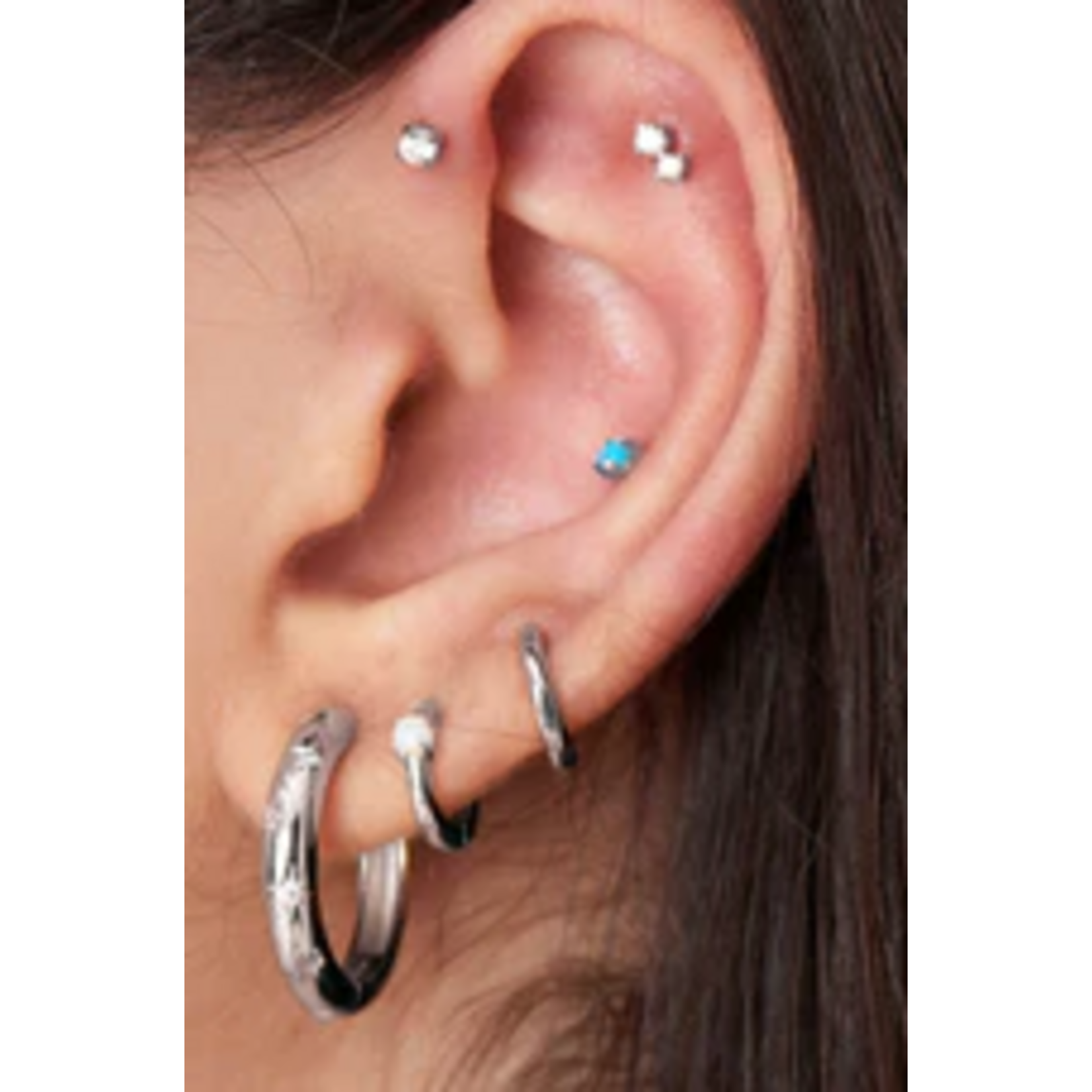 Ania Haie Ania Haie Ear Edit Opal Cabochon Huggie Hoop Earrings, silver