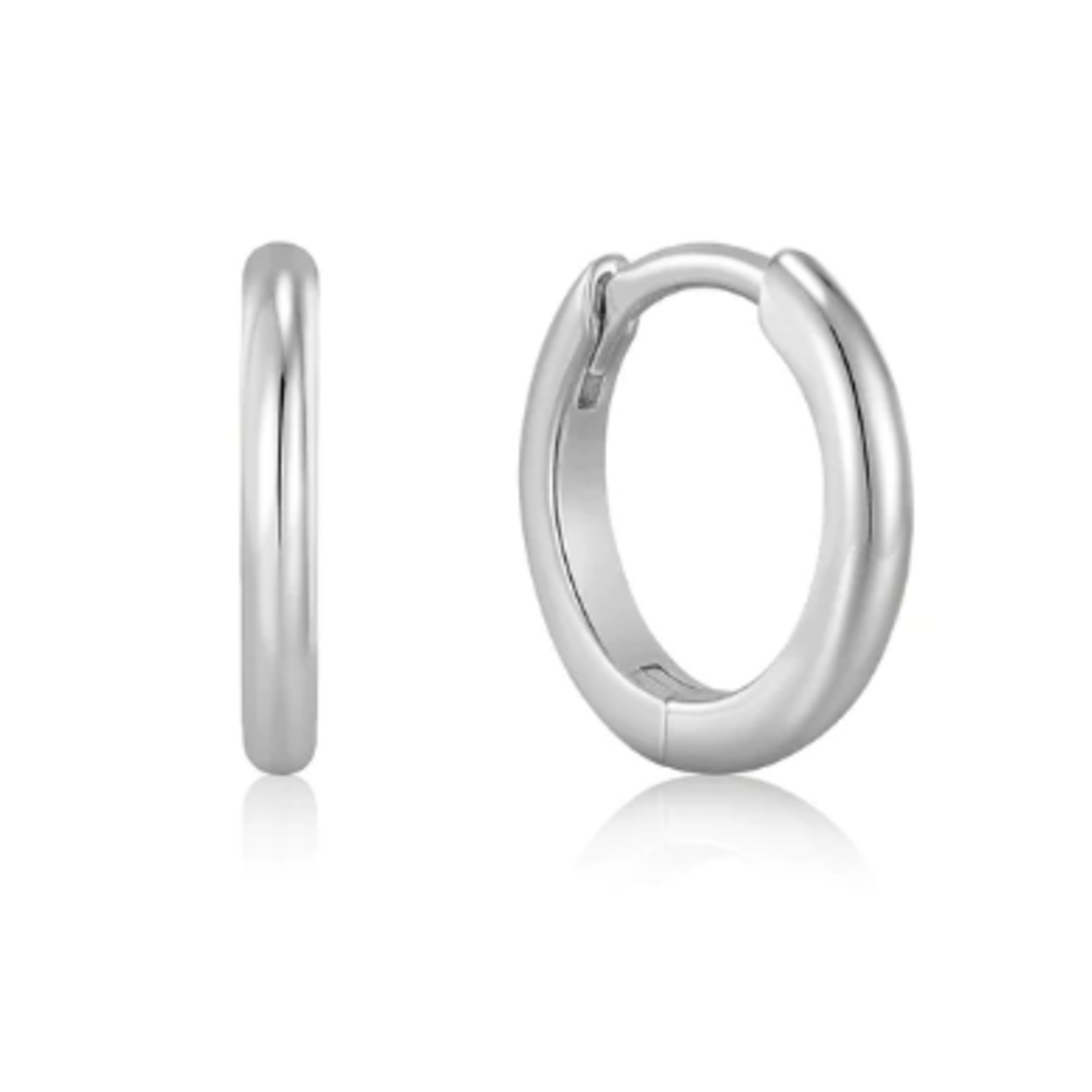 Ania Haie  Ear Edit Smooth Huggie Hoop Earrings, silver