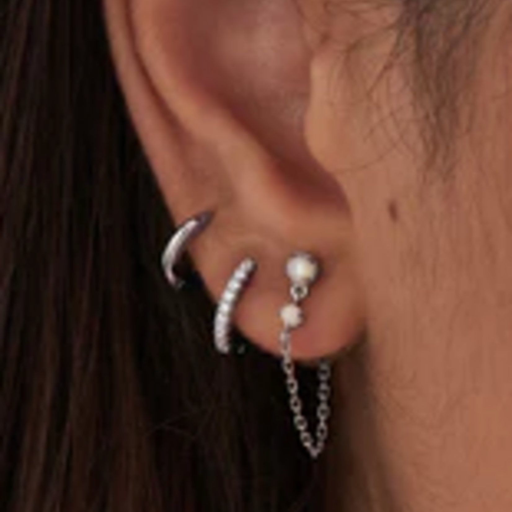 Ania Haie Ania Haie Ear Edit Sparkle Huggie Hoop Earrings, silver