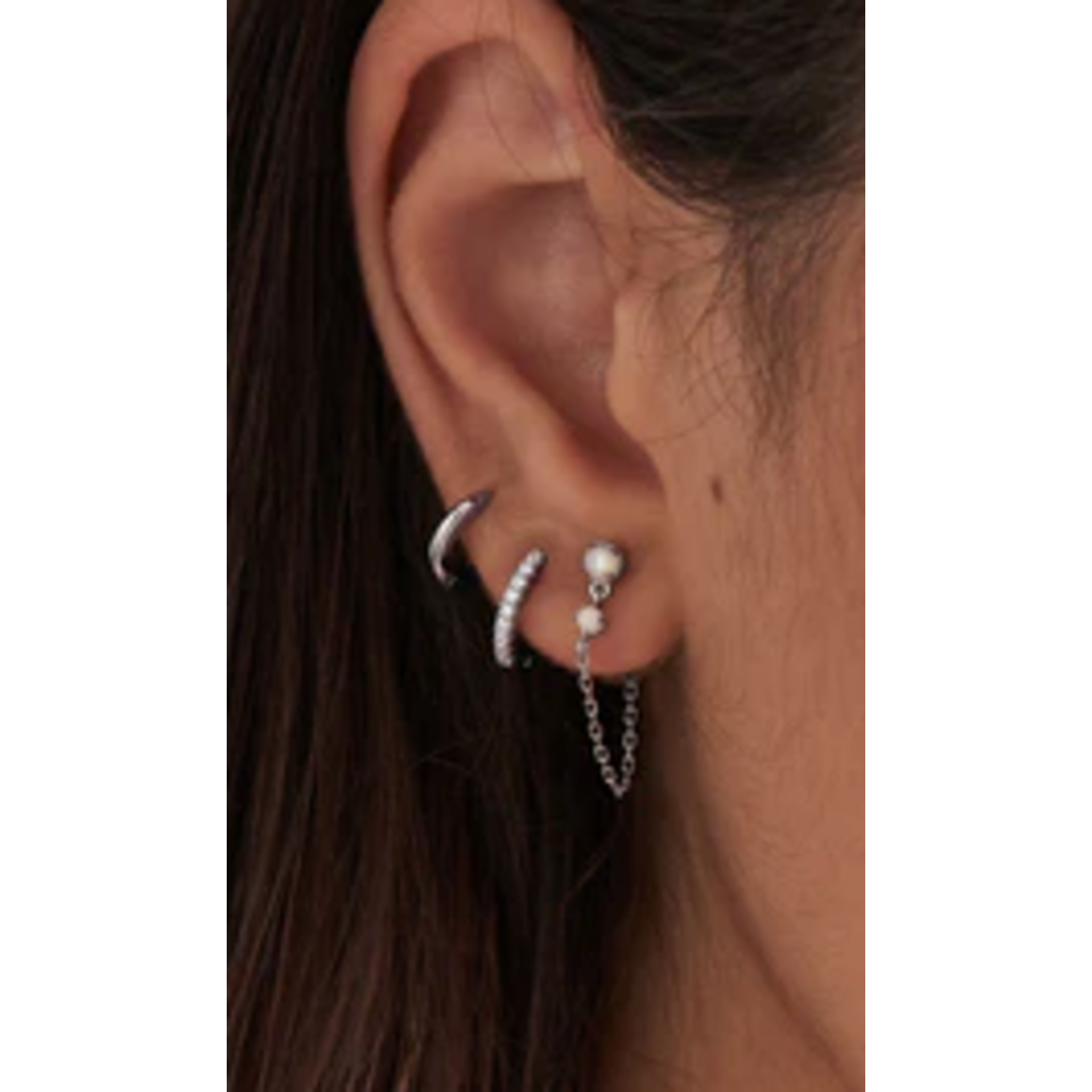 Ania Haie Ania Haie Ear Edit Sparkle Huggie Hoop Earrings, silver