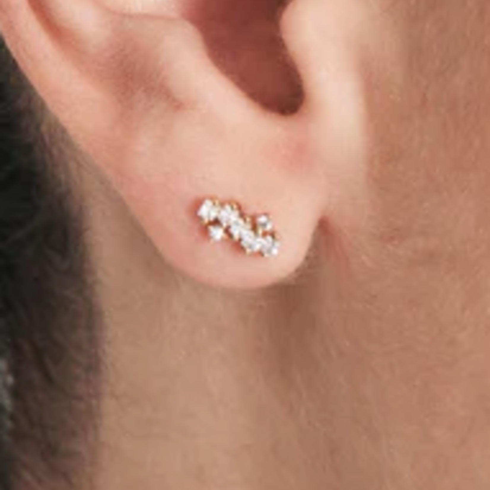 Ania Haie Ania Haie Ear Edit Sparkle Cluster Climber Barbell Single Earring, gold