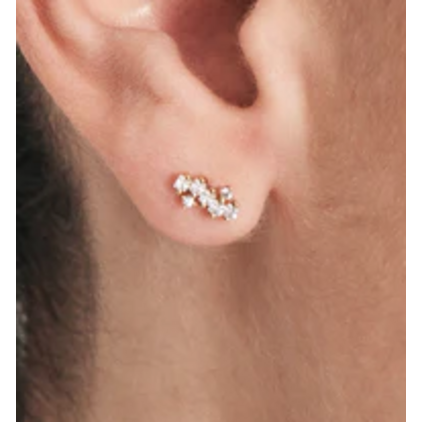 Ania Haie Ania Haie Ear Edit Sparkle Cluster Climber Barbell Single Earring, gold
