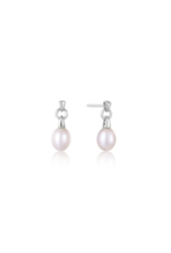 Ania Haie Ania Haie Pearl Power Drop Stud Earrings, silver