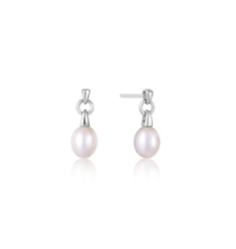 Ania Haie Ania Haie Pearl Power Drop Stud Earrings, silver