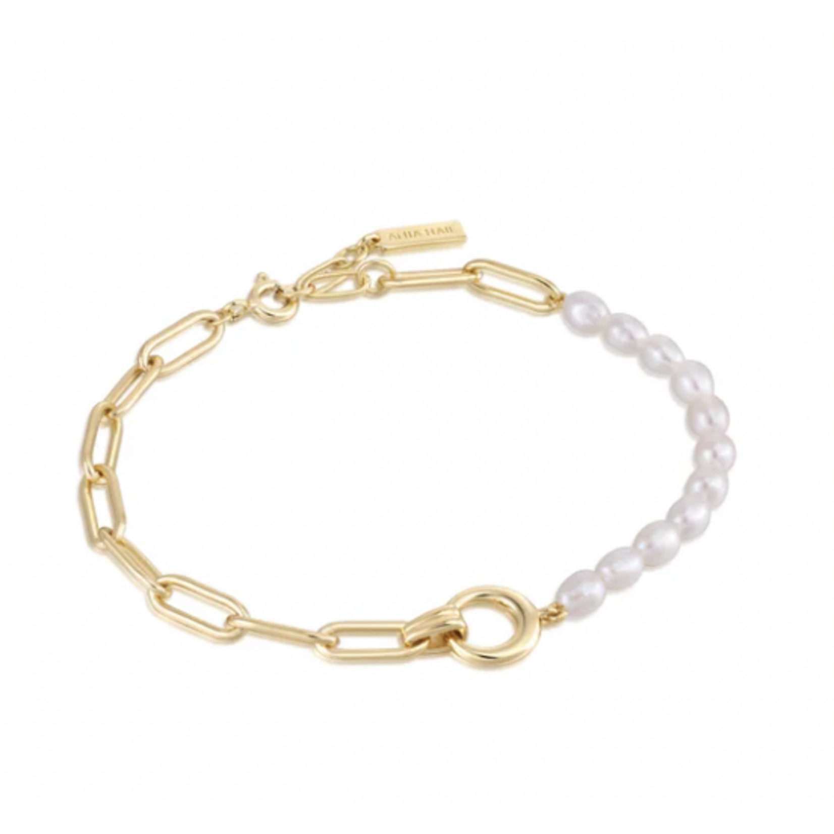 Ania Haie  Pearl Power Chunky Link Chain Bracelet, Gold