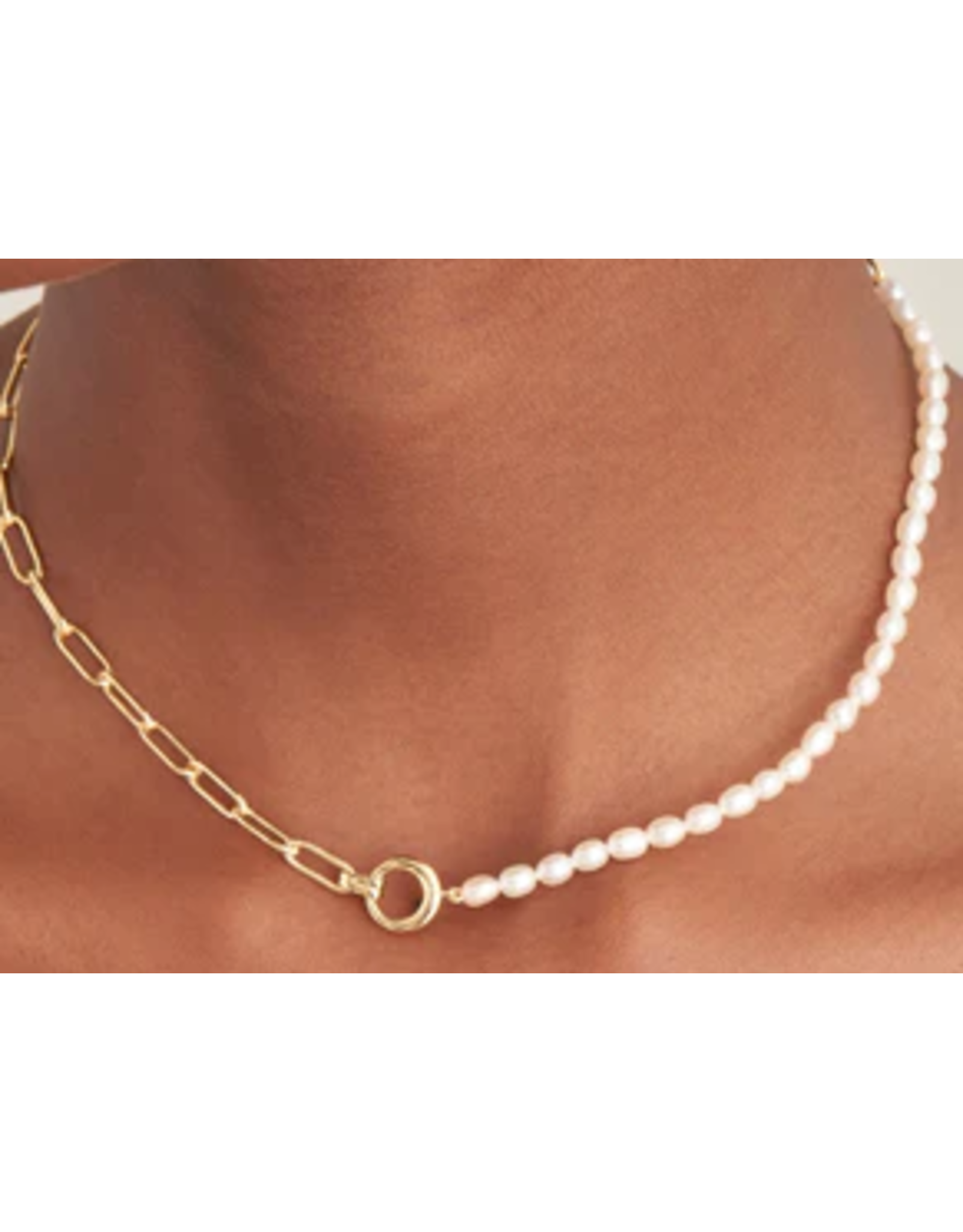 Ania Haie Ania Haie Pearl Power Chunky Link Chain Necklace, Gold