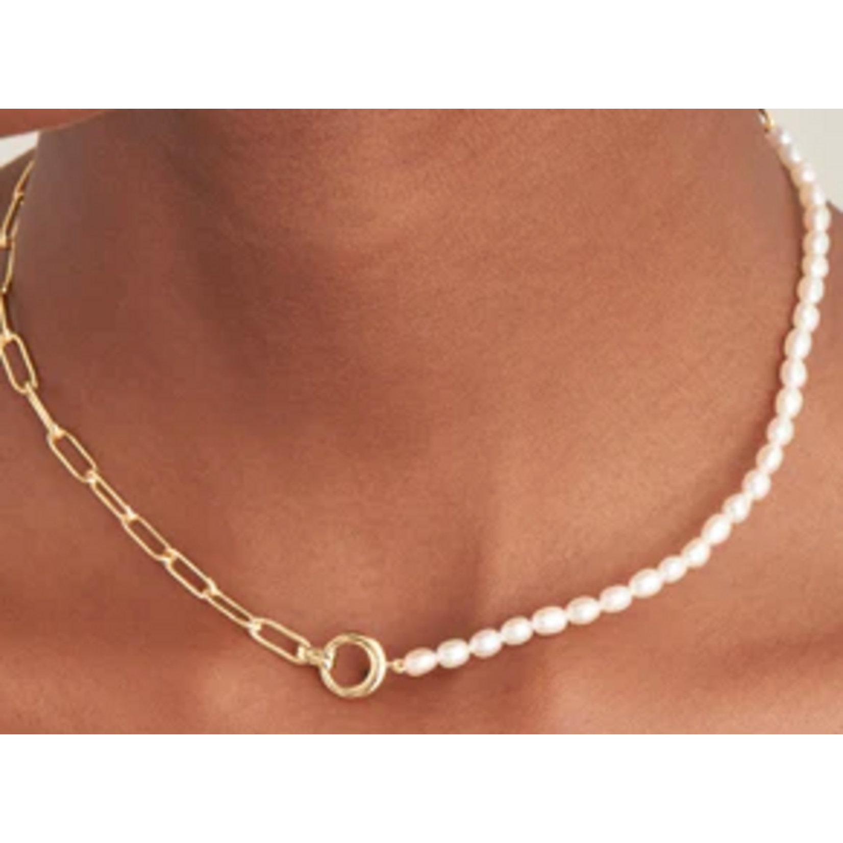 Ania Haie Ania Haie Pearl Power Chunky Link Chain Necklace, Gold