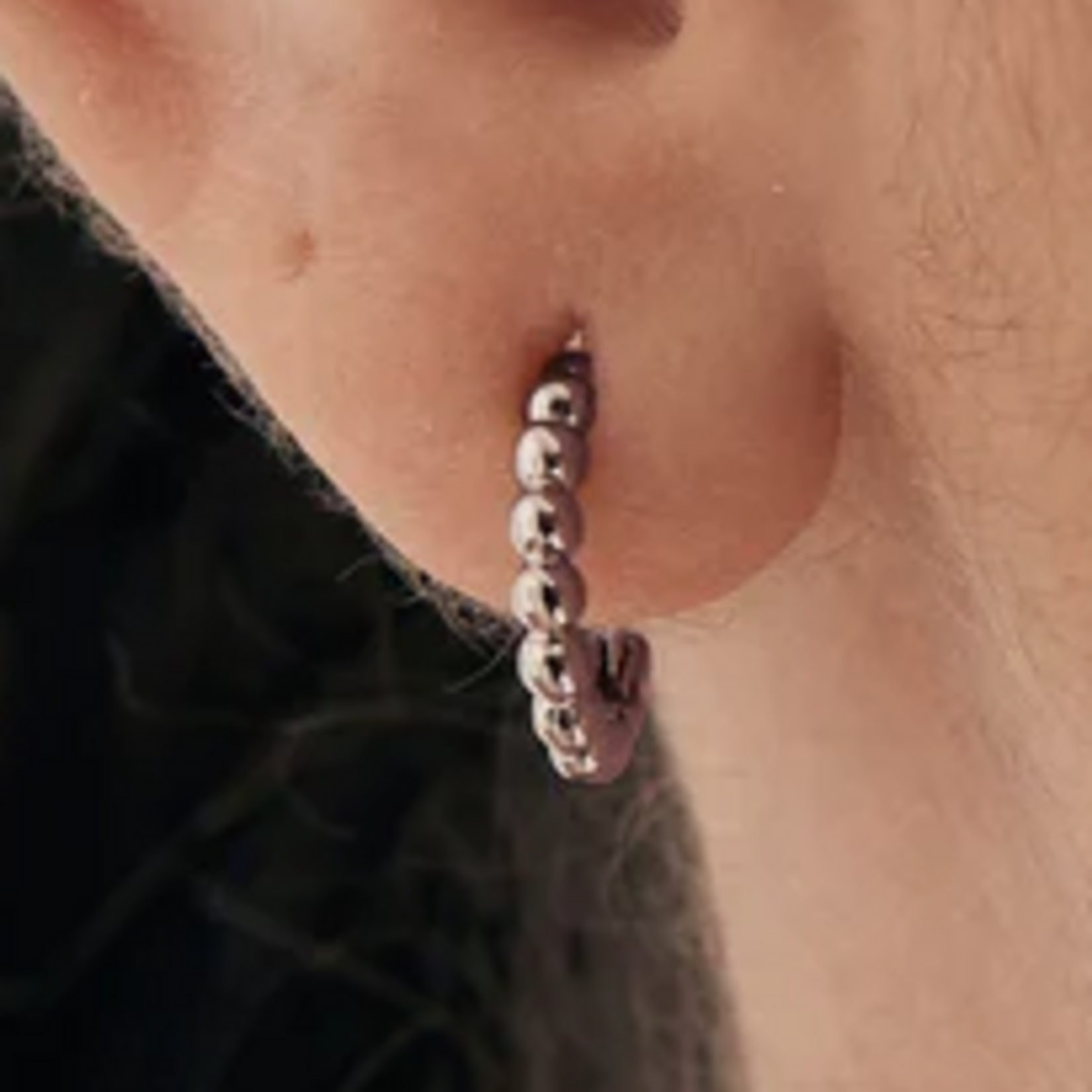 Ania Haie Ania Haie Spaced Out Orb Huggie Hoops, silver