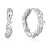 Ania Haie Ania Haie Taking Shape Twisted Wave Huggie Hoops, silver