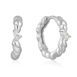 Ania Haie Taking Shape Twisted Wave Huggie Hoops, silver