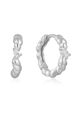 Ania Haie Ania Haie Taking Shape Twisted Wave Huggie Hoops, silver