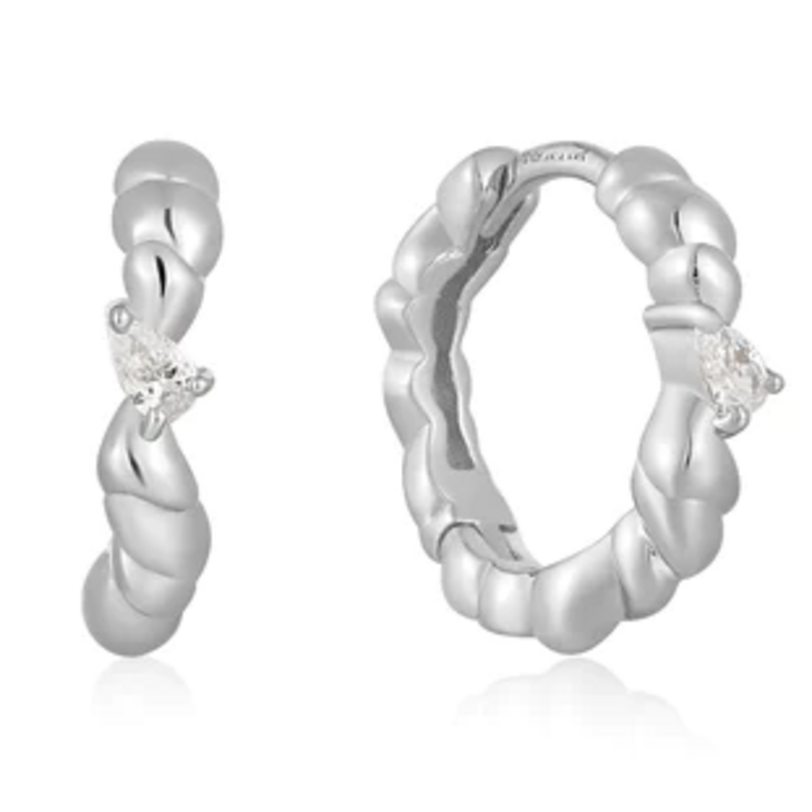 Ania Haie Ania Haie Taking Shape Twisted Wave Huggie Hoops, silver
