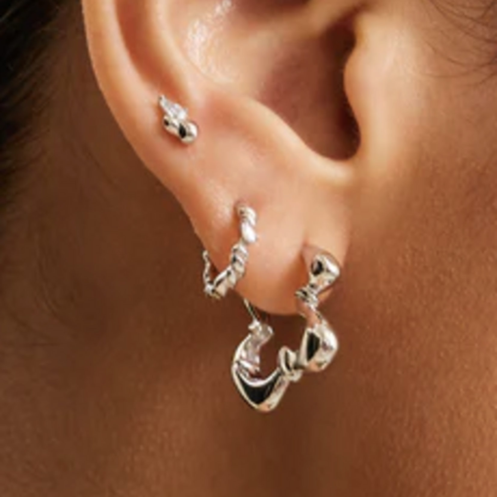 Ania Haie Ania Haie Taking Shape Twisted Wave Huggie Hoops, silver