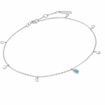 Ania Haie Ania Haie Making Waves Turquoise Drop Pendant Anklet, silver