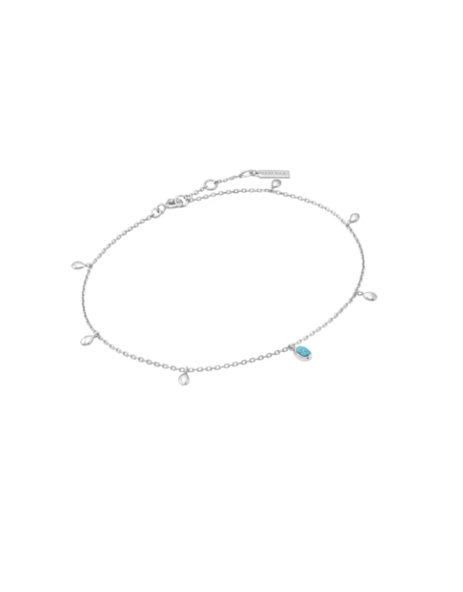 Ania Haie Ania Haie Making Waves Turquoise Drop Pendant Anklet, silver