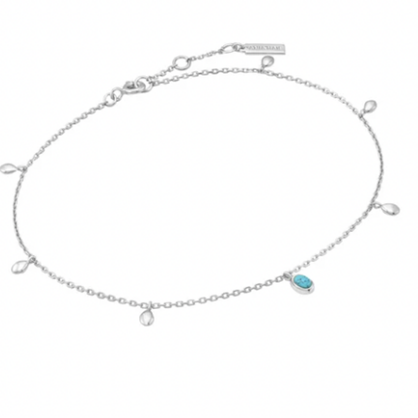Ania Haie Ania Haie Making Waves Turquoise Drop Pendant Anklet, silver