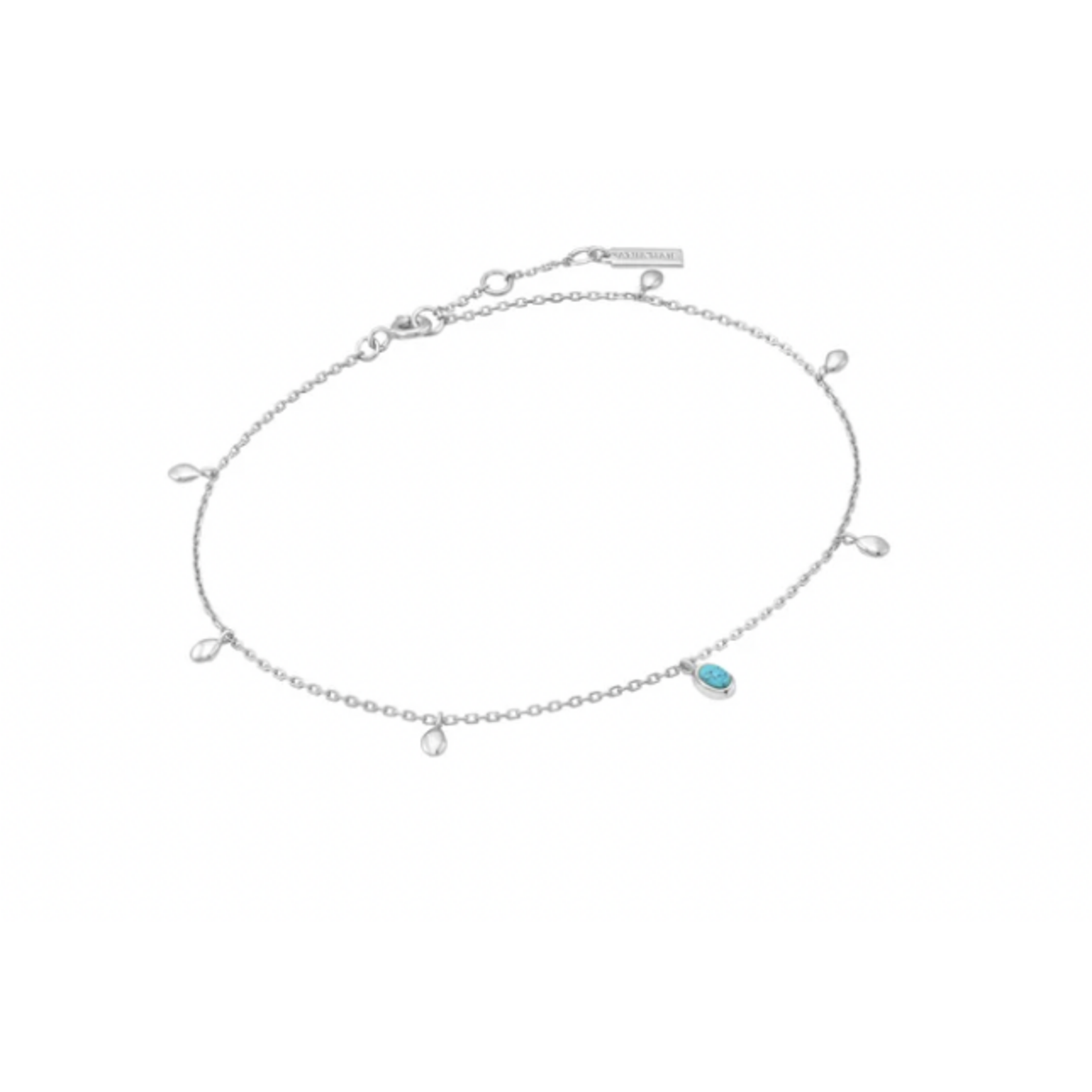 Ania Haie Making Waves Turquoise Drop Pendant Anklet, silver