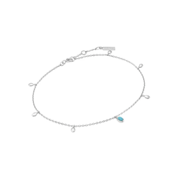 Ania Haie Ania Haie Making Waves Turquoise Drop Pendant Anklet, silver