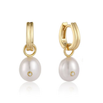 Ania Haie Ania Haie Pearl Power Drop Sparkle Huggie Hoops, gold