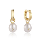 Ania Haie Pearl Power Drop Sparkle Huggie Hoops, gold