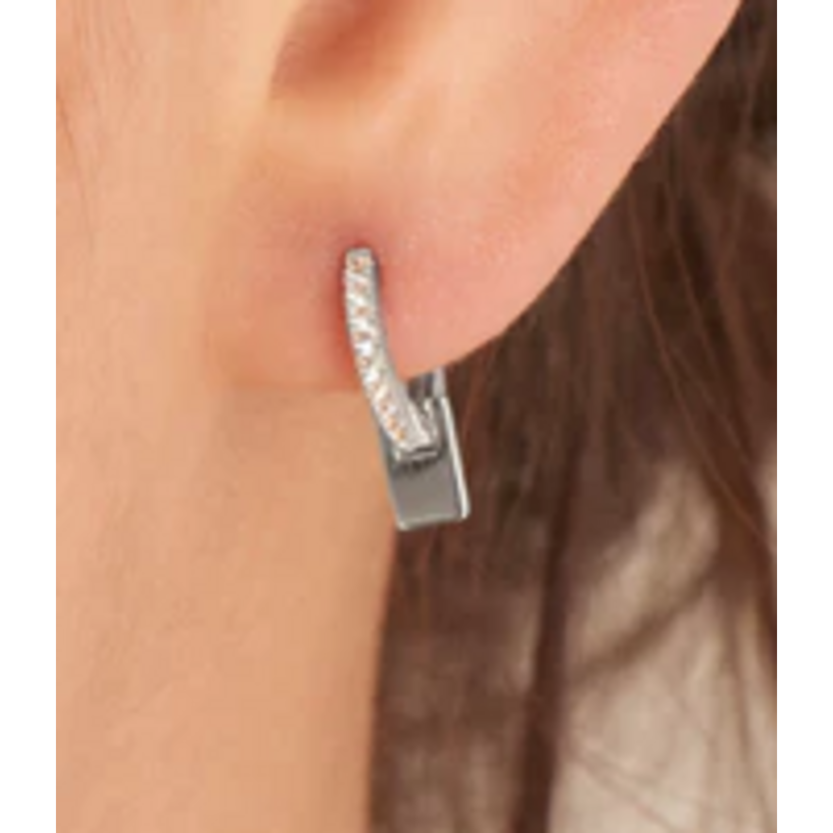 Ania Haie Glam Rock Pendant Huggie Hoop, silver