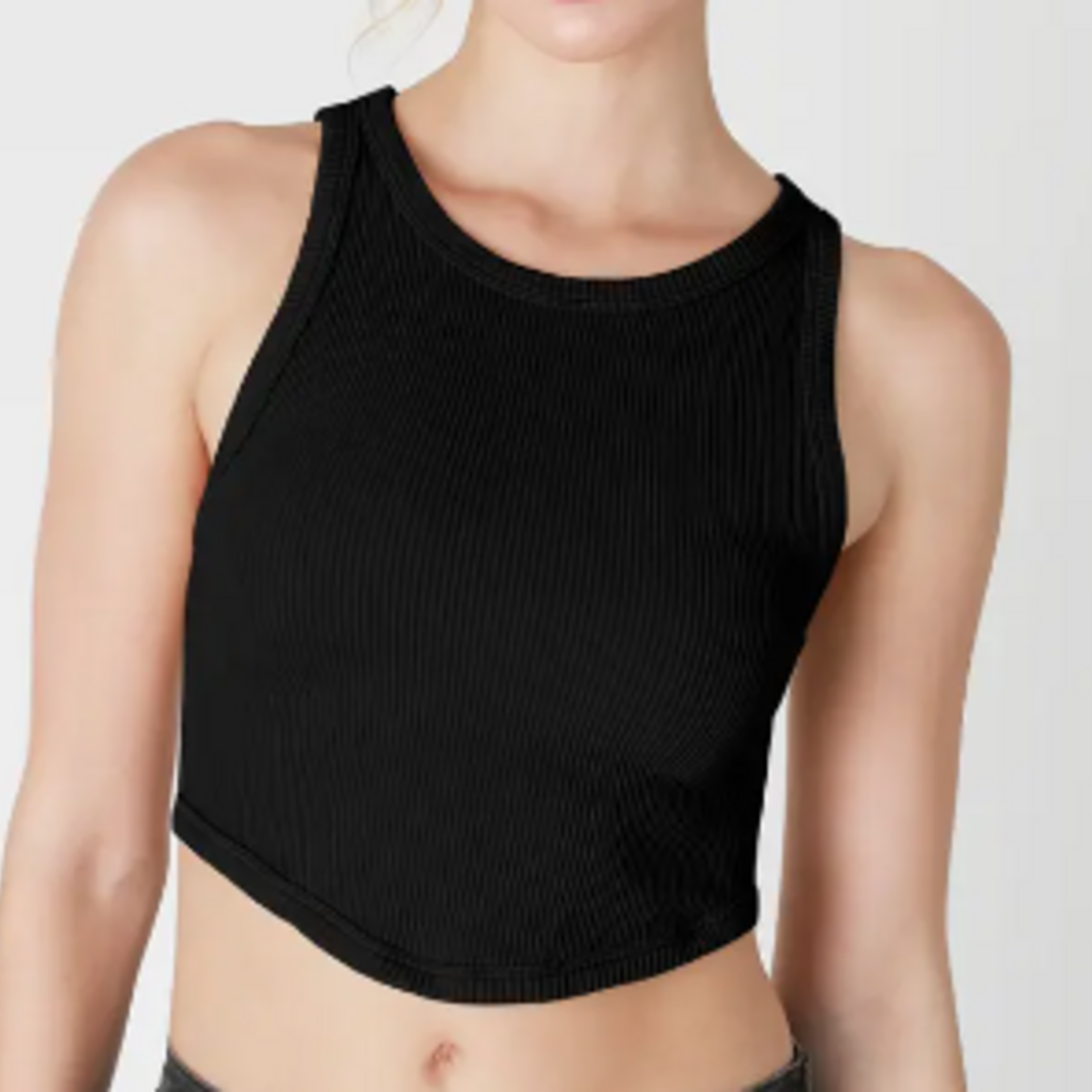 NIKIBIKI NikiBiki Curved Hem Crew Neck Crop Top
